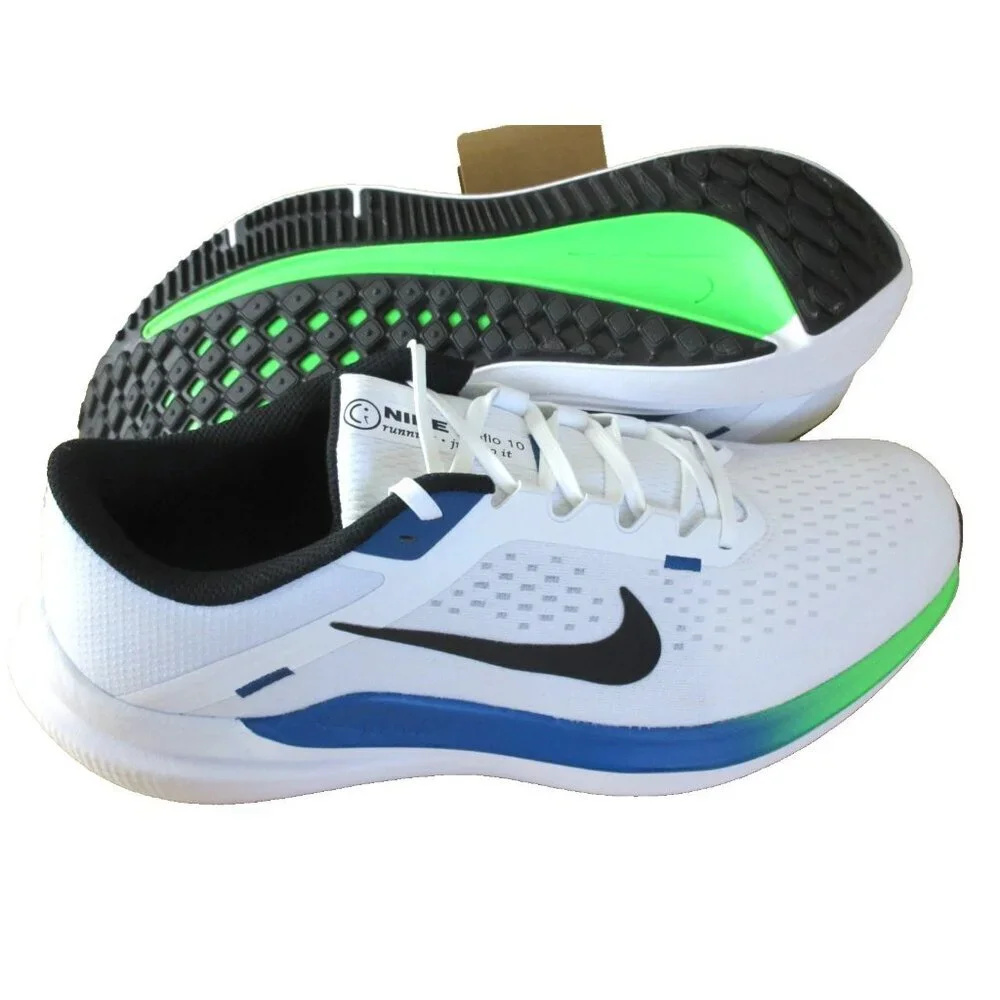 Nike Men's Air Winflo 10 Running Shoes White Star Blue Green Strike Sizes NIB